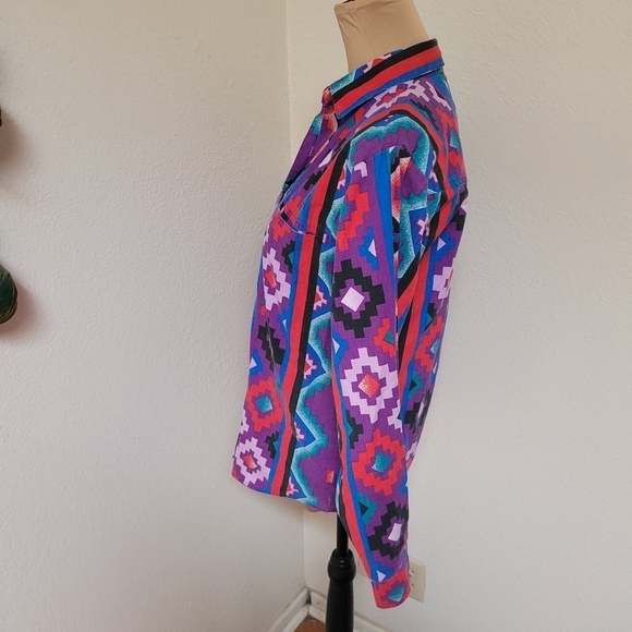 Vintage Wrangler Frontier Series Purple Southwest Print Shirt - Picture 4 of 5